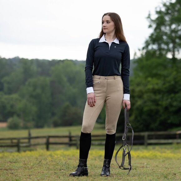 HORZE Active Women's Silicone Full Seat Tan Breeches Equestrian Pants size 28 - Picture 1 of 7